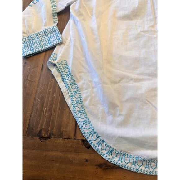 Gretchen Scott Tunic Top Size Small Embroidered Blouse Shirt Coastal Boho - Picture 15 of 16
